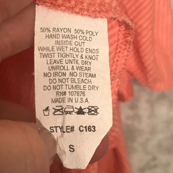 Comfy USA Top Womens Small Orange Stripe V Neck 3/4 Sleeve A Line Pockets AS IS - Picture 6 of 11